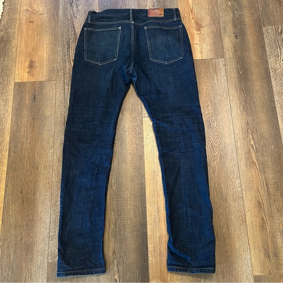 TAYLOR STITCH Selvedge Denim Blue Jeans Mens 32x33 Dark Wash SLIM Fit Button Fly - Picture 2 of 16